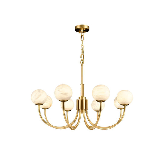 Aurelian Alabaster Globe Chandelier | Luxury Brass & Natural Stone Pendant