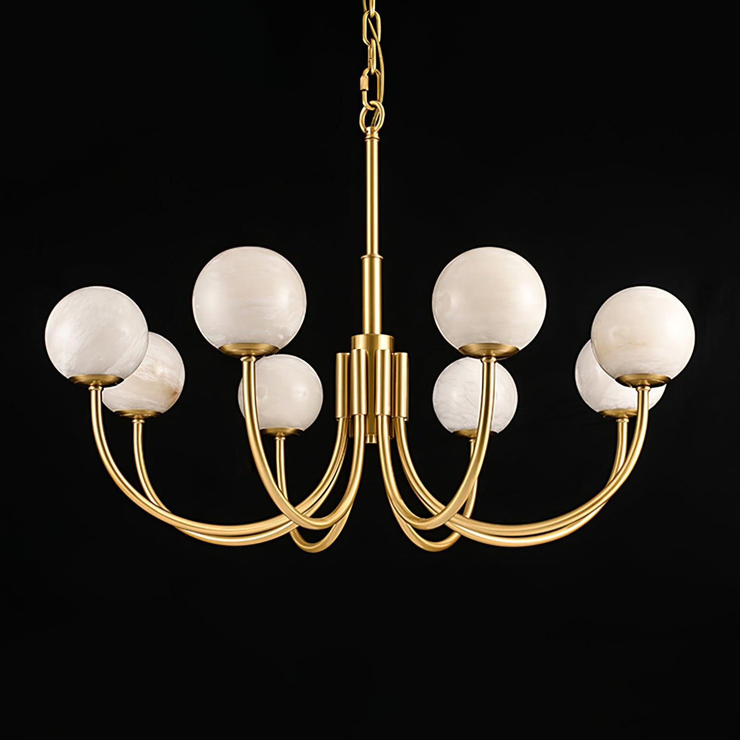 Aurelian Alabaster Globe Chandelier | Luxury Brass & Natural Stone Pendant