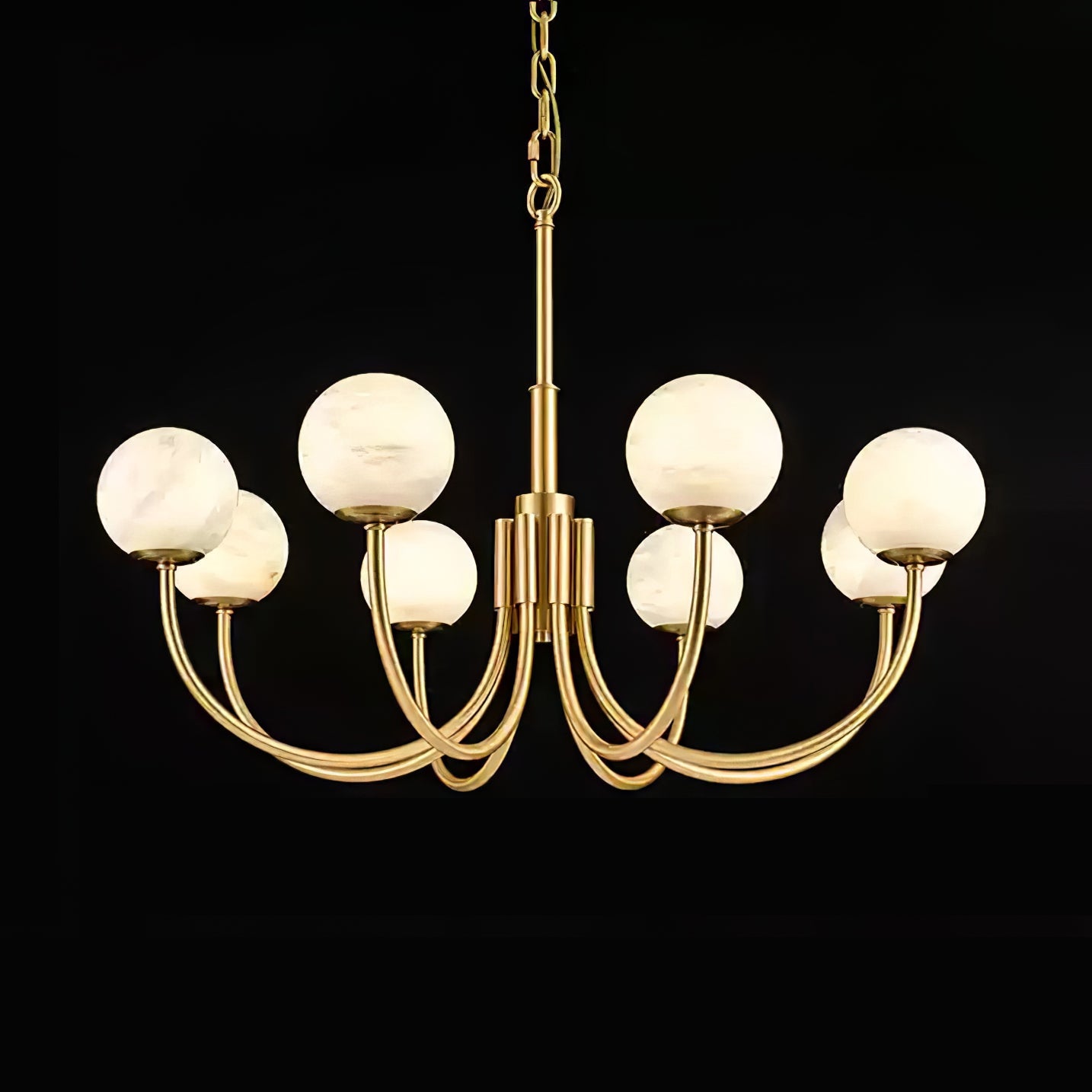 Aurelian Alabaster Globe Chandelier | Luxury Brass & Natural Stone Pendant