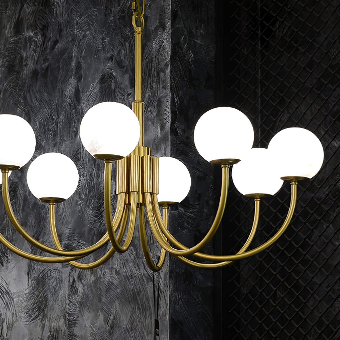 Aurelian Alabaster Globe Chandelier | Luxury Brass & Natural Stone Pendant