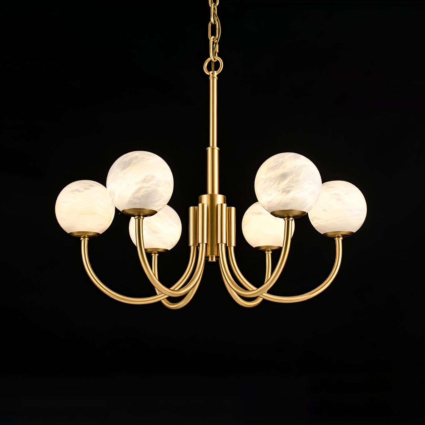 Aurelian Alabaster Globe Chandelier | Luxury Brass & Natural Stone Pendant