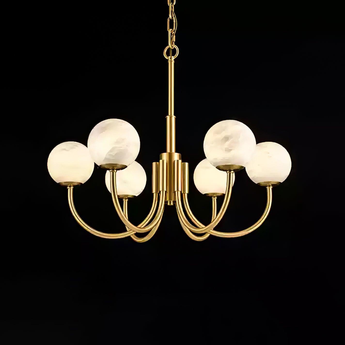 Aurelian Alabaster Globe Chandelier | Luxury Brass & Natural Stone Pendant
