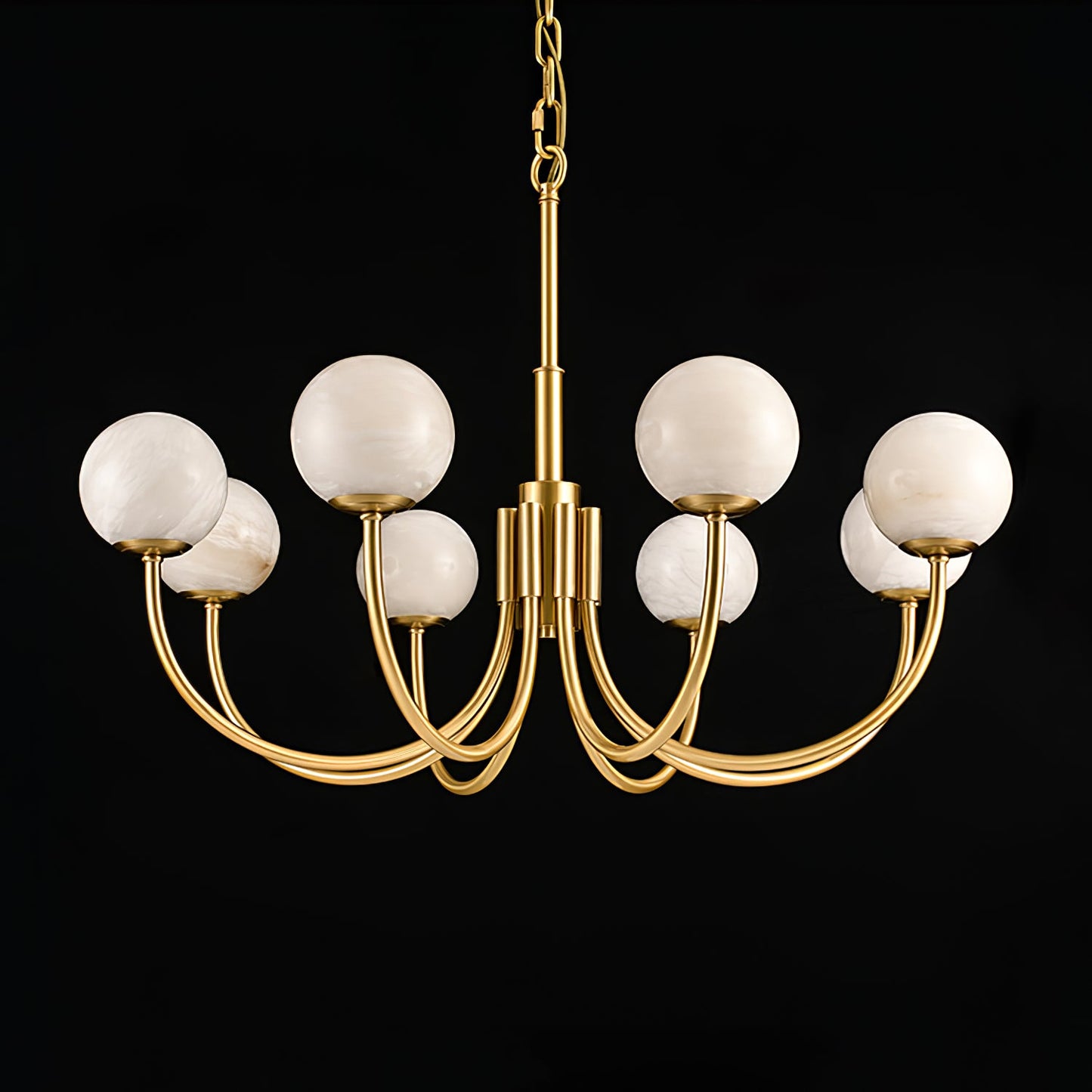Aurelian Alabaster Globe Chandelier | Luxury Brass & Natural Stone Pendant