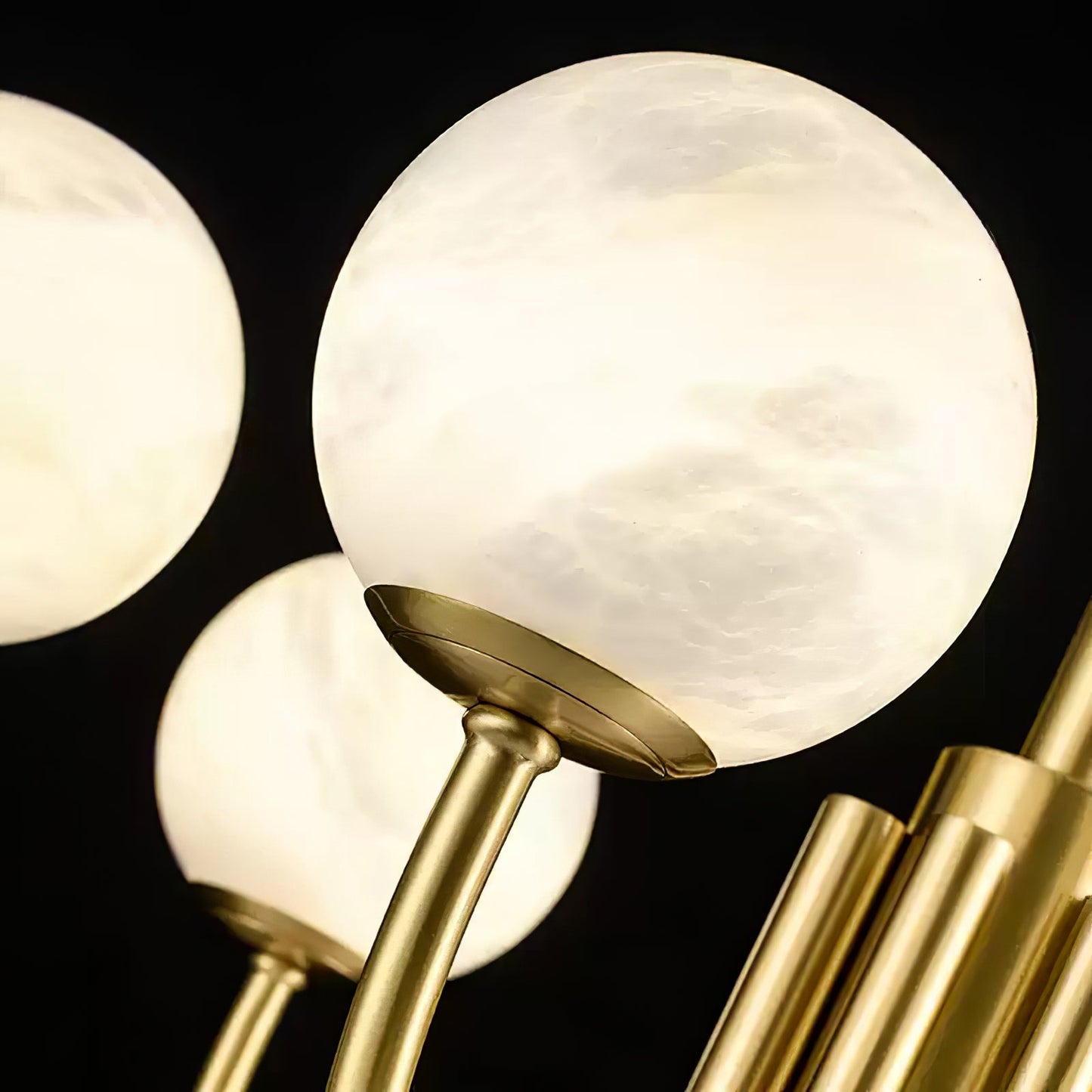 Aurelian Alabaster Globe Chandelier | Luxury Brass & Natural Stone Pendant