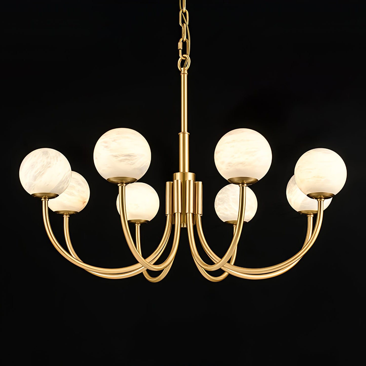 Aurelian Alabaster Globe Chandelier | Luxury Brass & Natural Stone Pendant