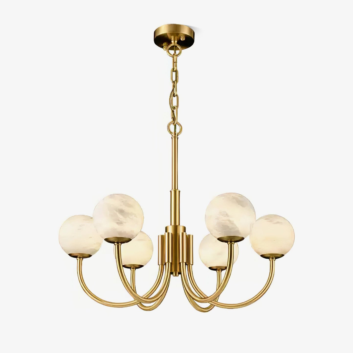 Aurelian Alabaster Globe Chandelier | Luxury Brass & Natural Stone Pendant