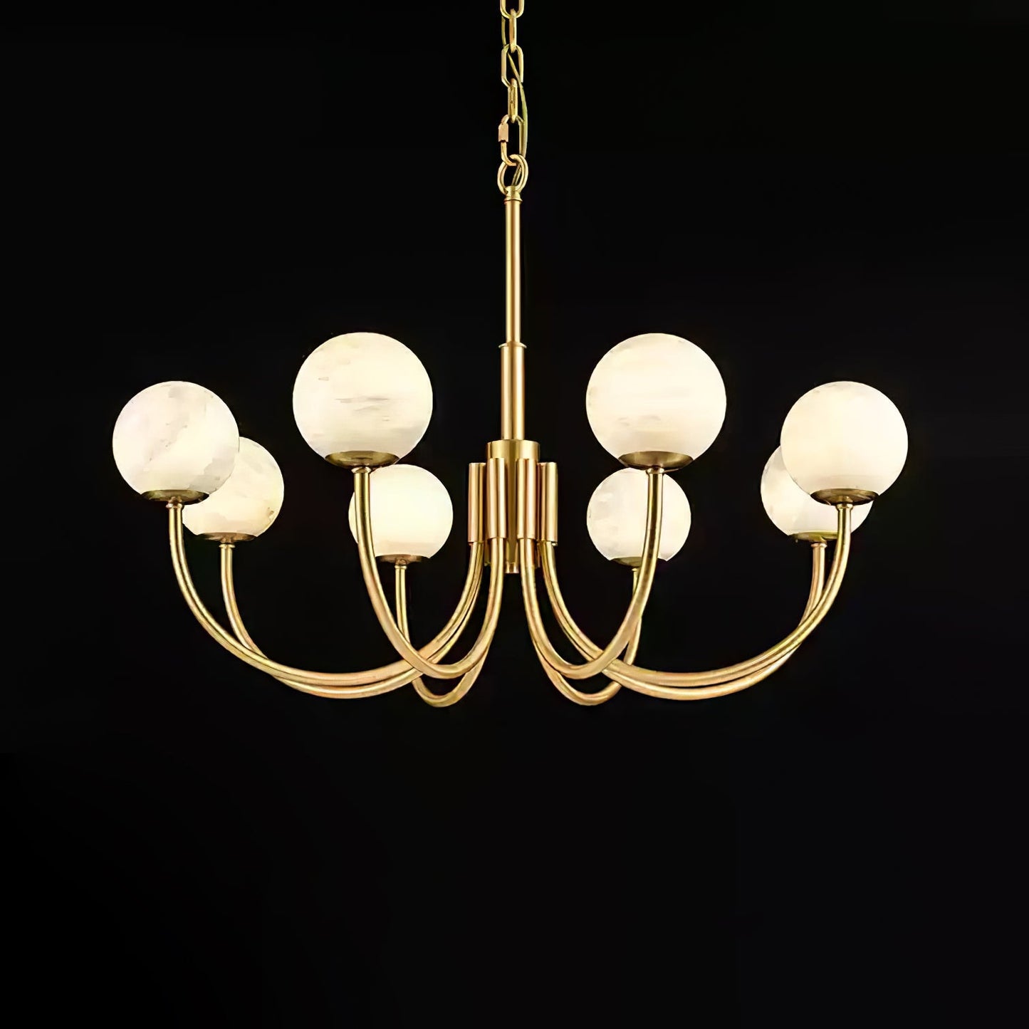 Aurelian Alabaster Globe Chandelier | Luxury Brass & Natural Stone Pendant