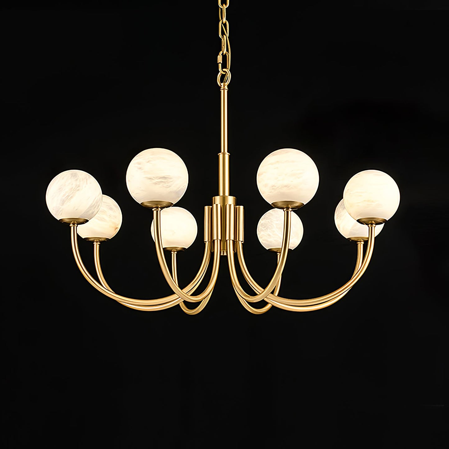 Aurelian Alabaster Globe Chandelier | Luxury Brass & Natural Stone Pendant