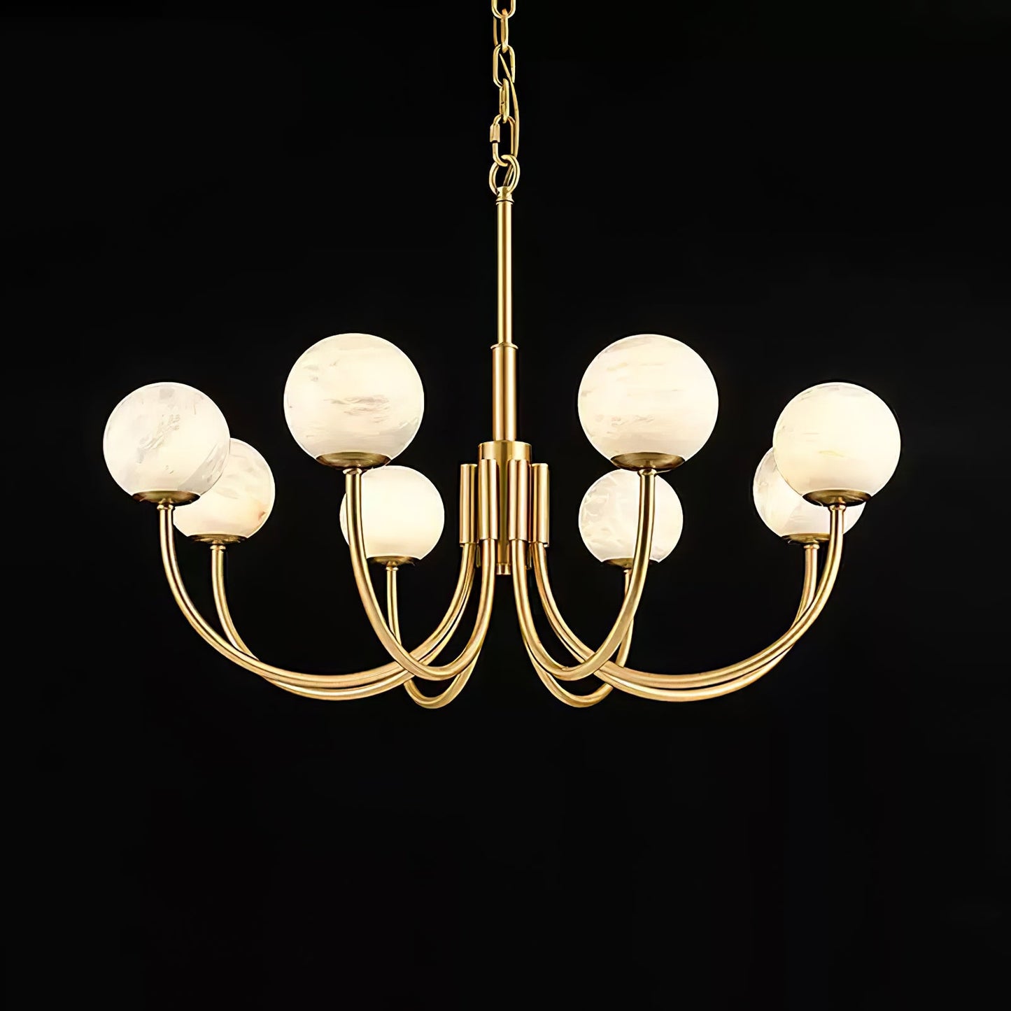 Aurelian Alabaster Globe Chandelier | Luxury Brass & Natural Stone Pendant