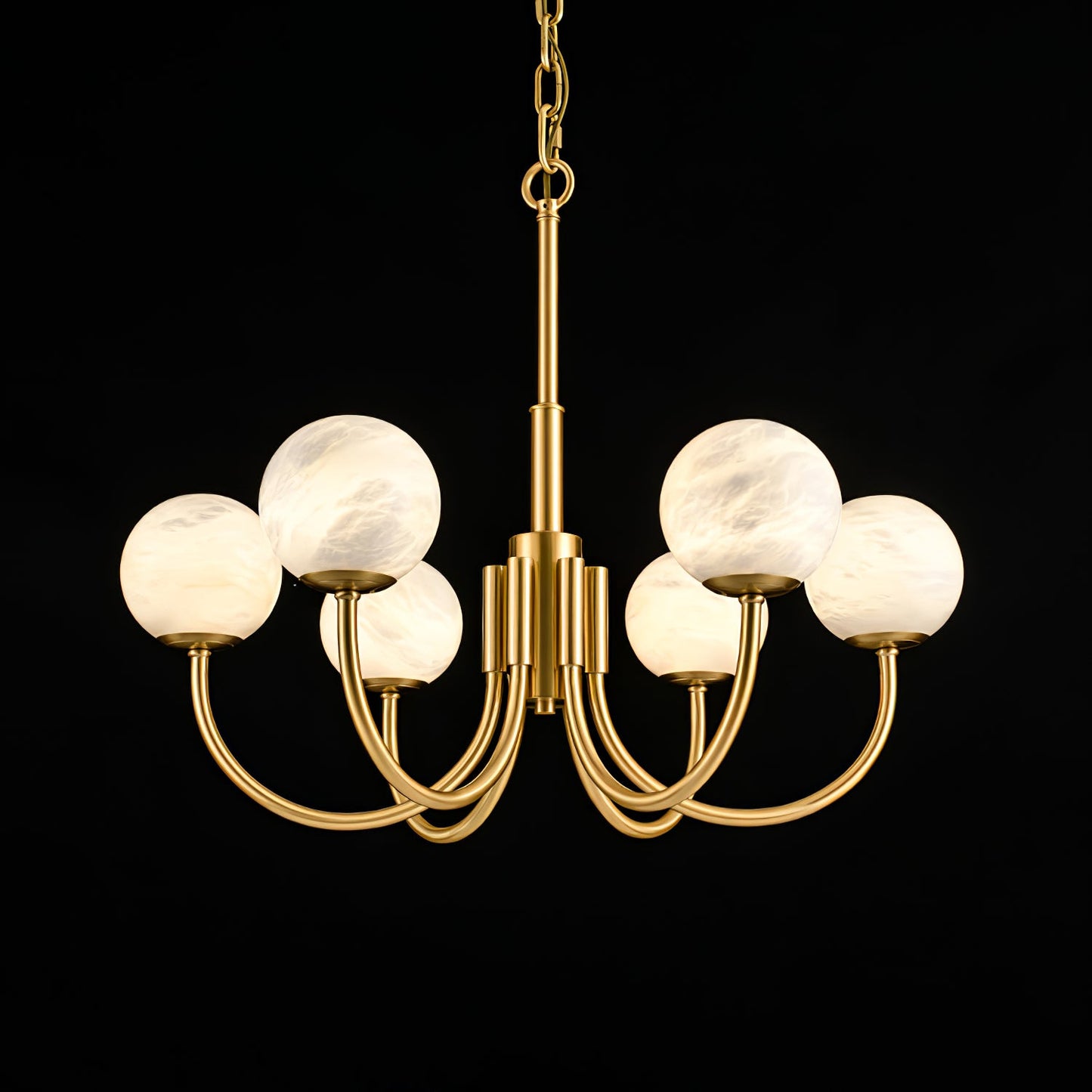 Aurelian Alabaster Globe Chandelier | Luxury Brass & Natural Stone Pendant