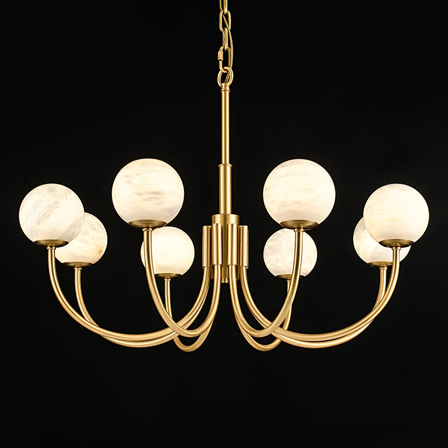 Aurelian Alabaster Globe Chandelier | Luxury Brass & Natural Stone Pendant