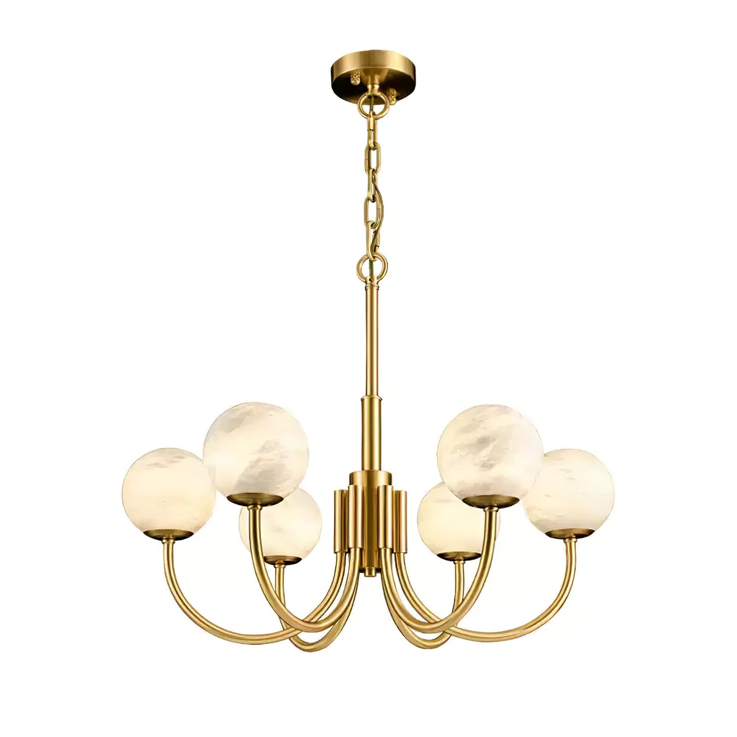 Aurelian Alabaster Globe Chandelier | Luxury Brass & Natural Stone Pendant