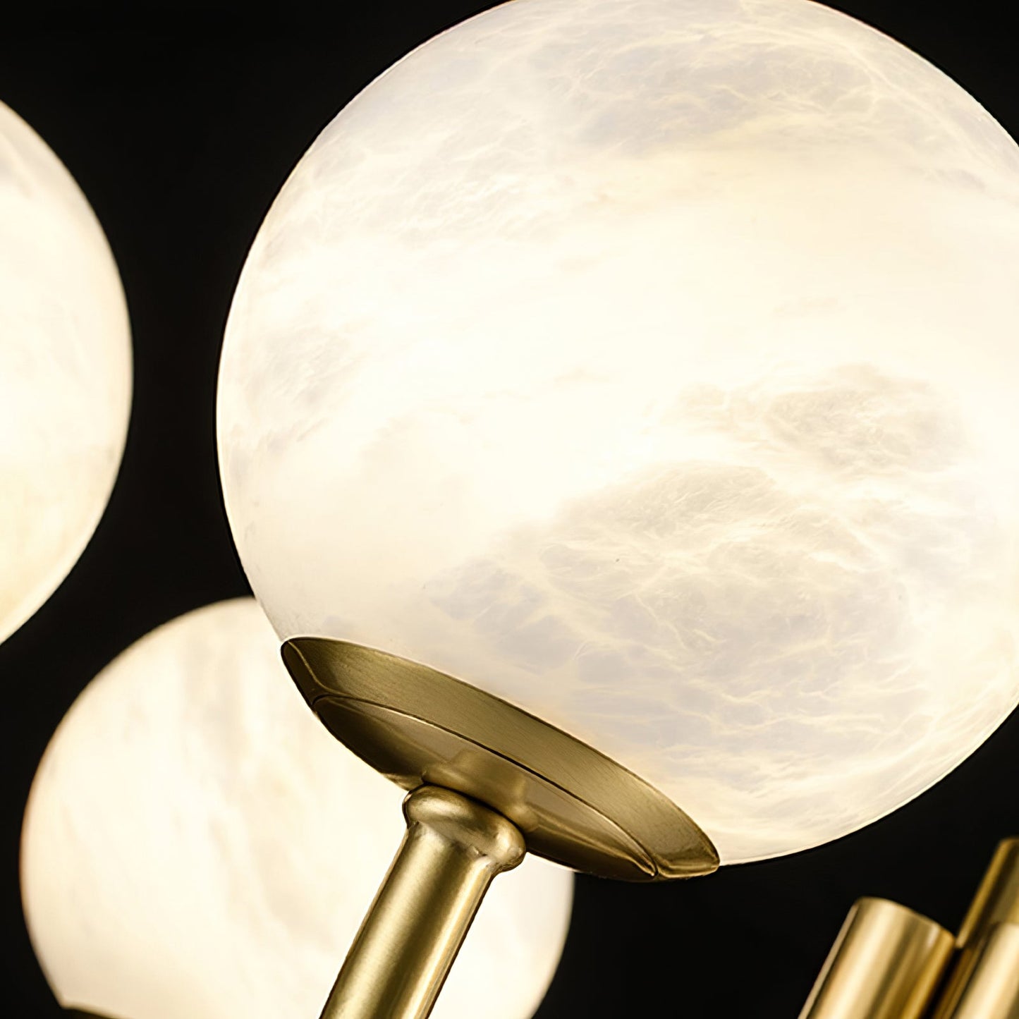 Aurelian Alabaster Globe Chandelier | Luxury Brass & Natural Stone Pendant