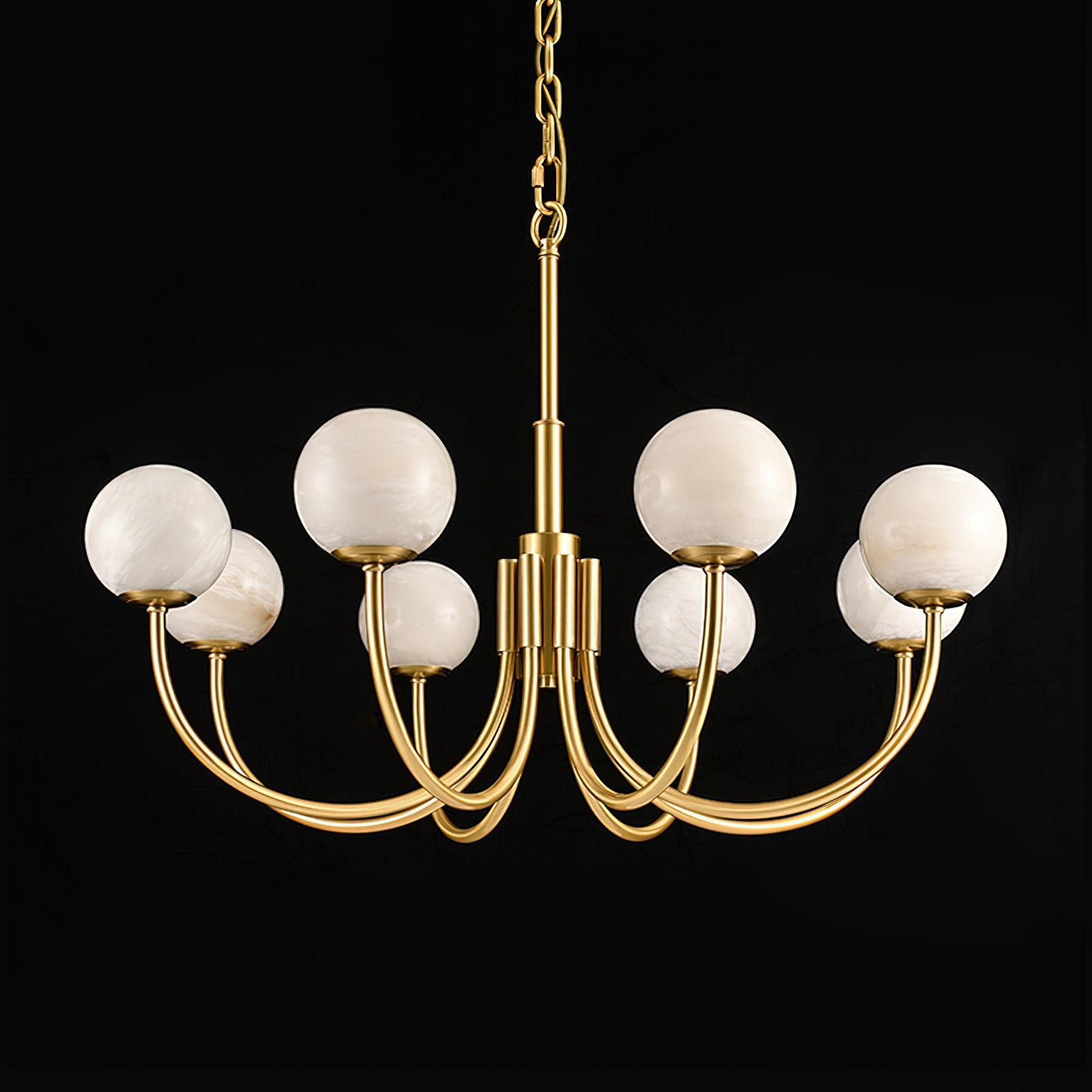 Aurelian Alabaster Globe Chandelier | Luxury Brass & Natural Stone Pendant
