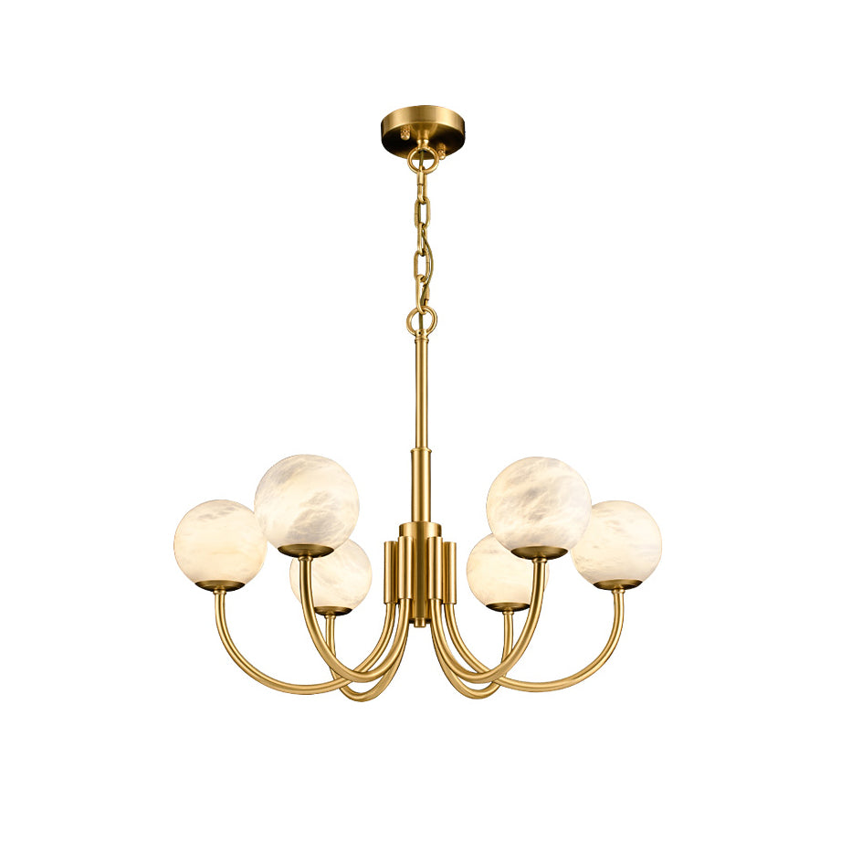 Aurelian Alabaster Globe Chandelier | Luxury Brass & Natural Stone Pendant