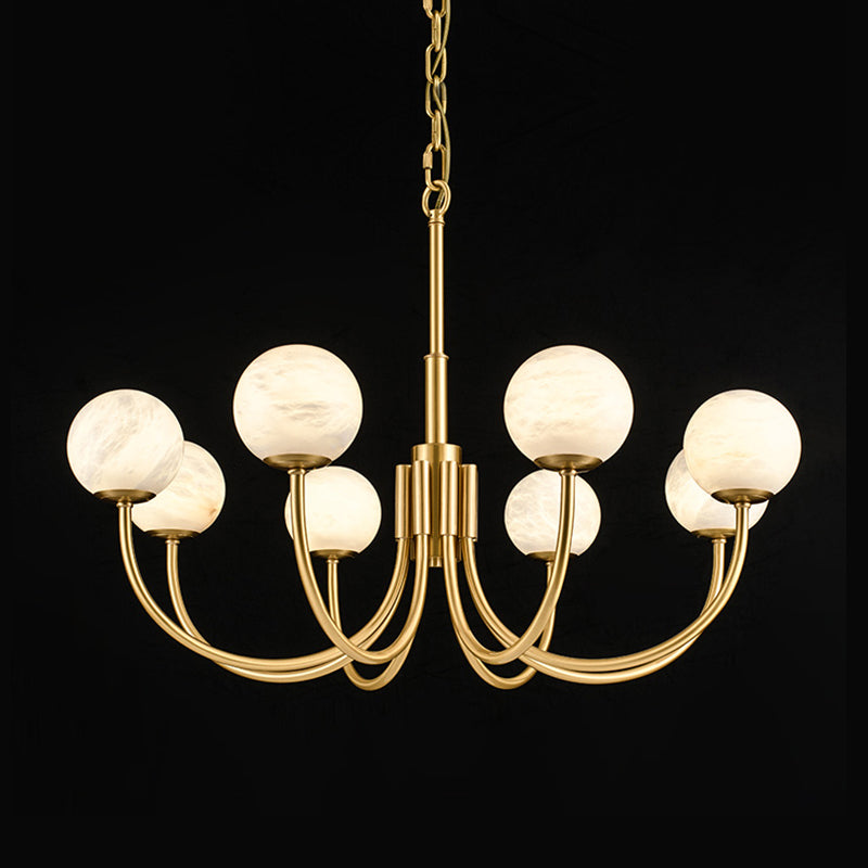 Aurelian Alabaster Globe Chandelier | Luxury Brass & Natural Stone Pendant