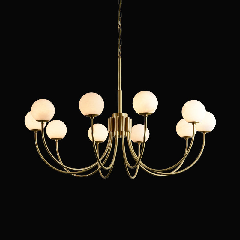 Aurelian Alabaster Globe Chandelier | Luxury Brass & Natural Stone Pendant