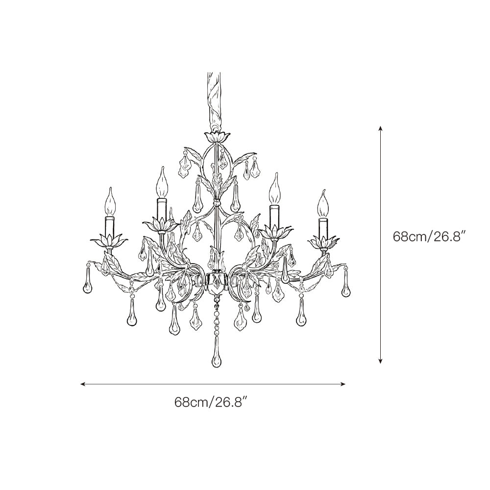 Aureline Vine Chandelier | Handcrafted Metal Leaf & Amber Crystal Pendant