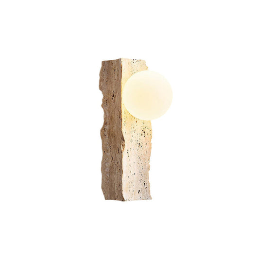 Aureum Wall Lamp | Modern Minimalist Yellow Travertine & Glass Globe Sconce
