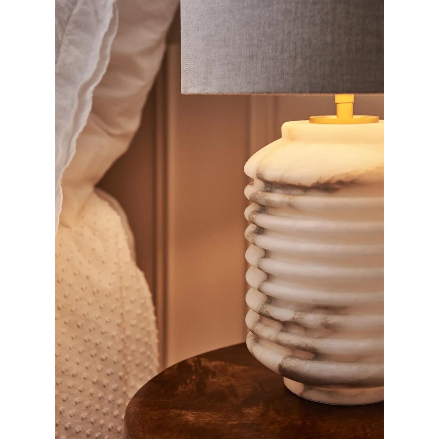 Auria Alabaster Table Lamp | Luxury Natural Stone & Fabric Shade Desk Light