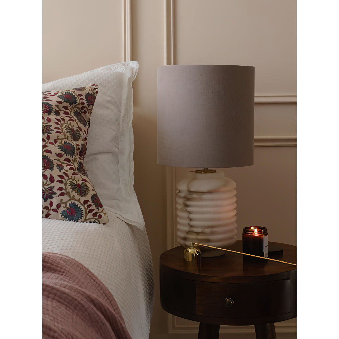 Auria Alabaster Table Lamp | Luxury Natural Stone & Fabric Shade Desk Light