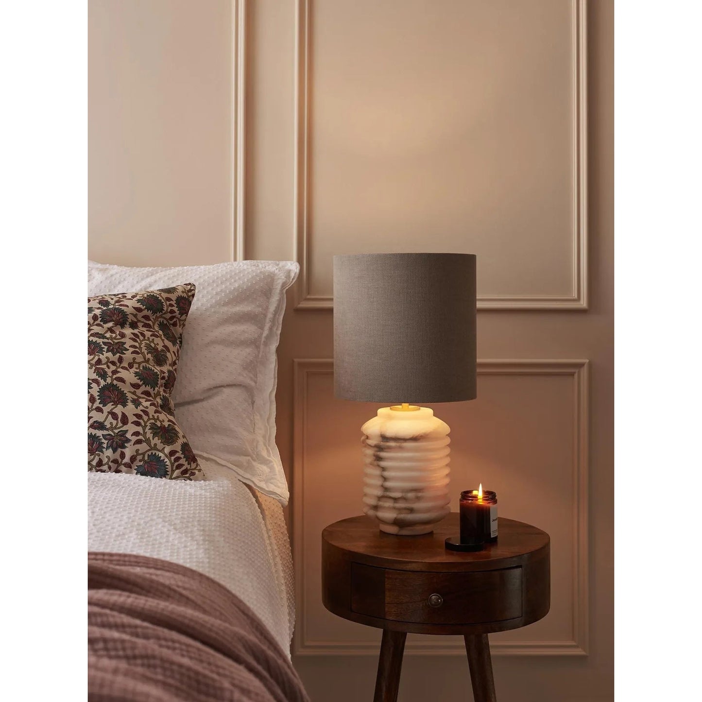 Auria Alabaster Table Lamp | Luxury Natural Stone & Fabric Shade Desk Light