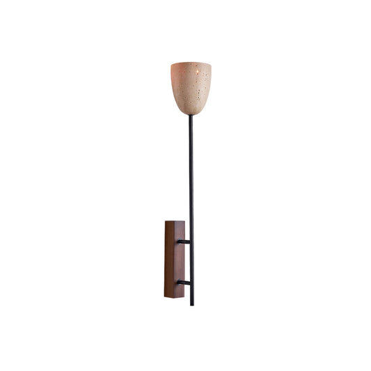 Ausband Wall Lamp | Modern Minimalist Travertine & Wood Vertical Sconce