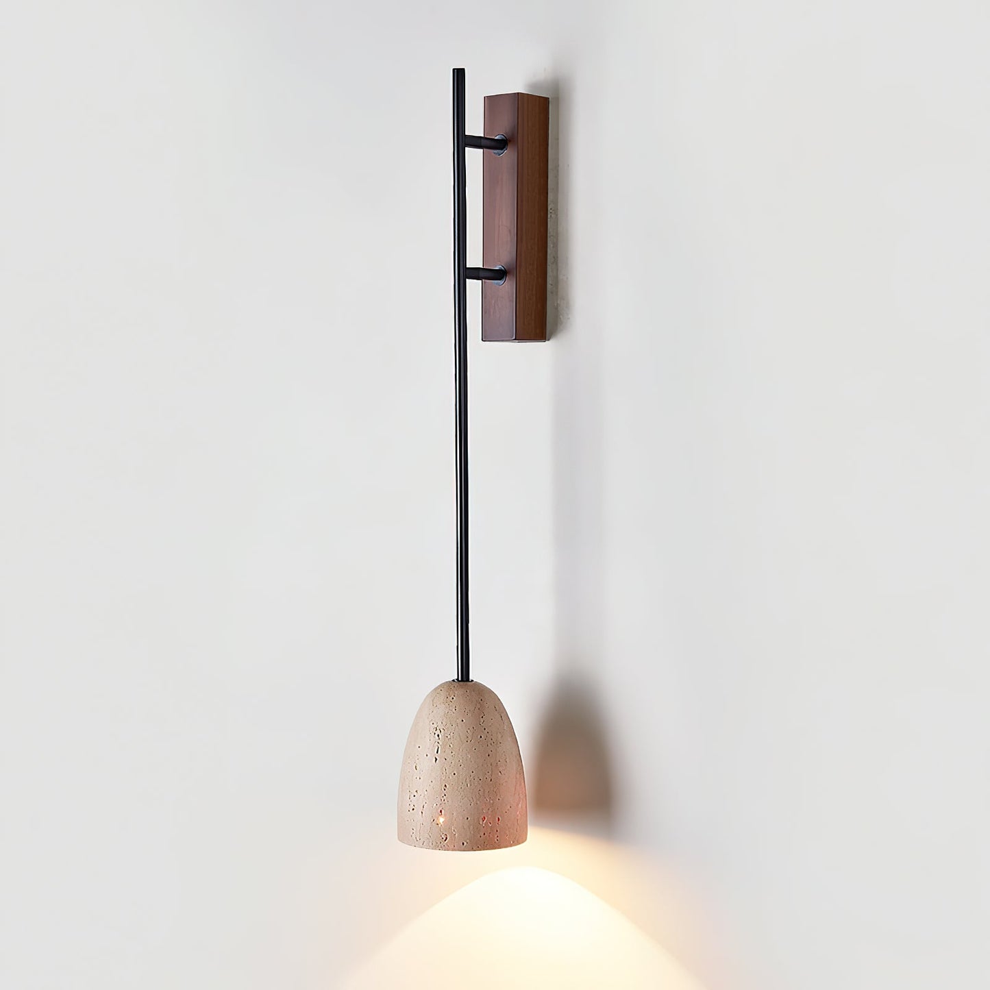 Ausband Wall Lamp | Modern Minimalist Travertine & Wood Vertical Sconce