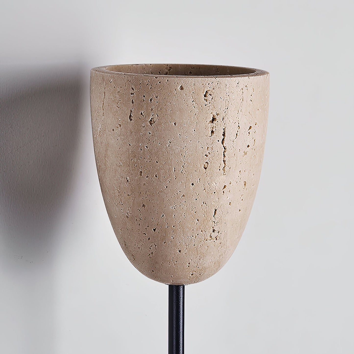 Ausband Wall Lamp | Modern Minimalist Travertine & Wood Vertical Sconce
