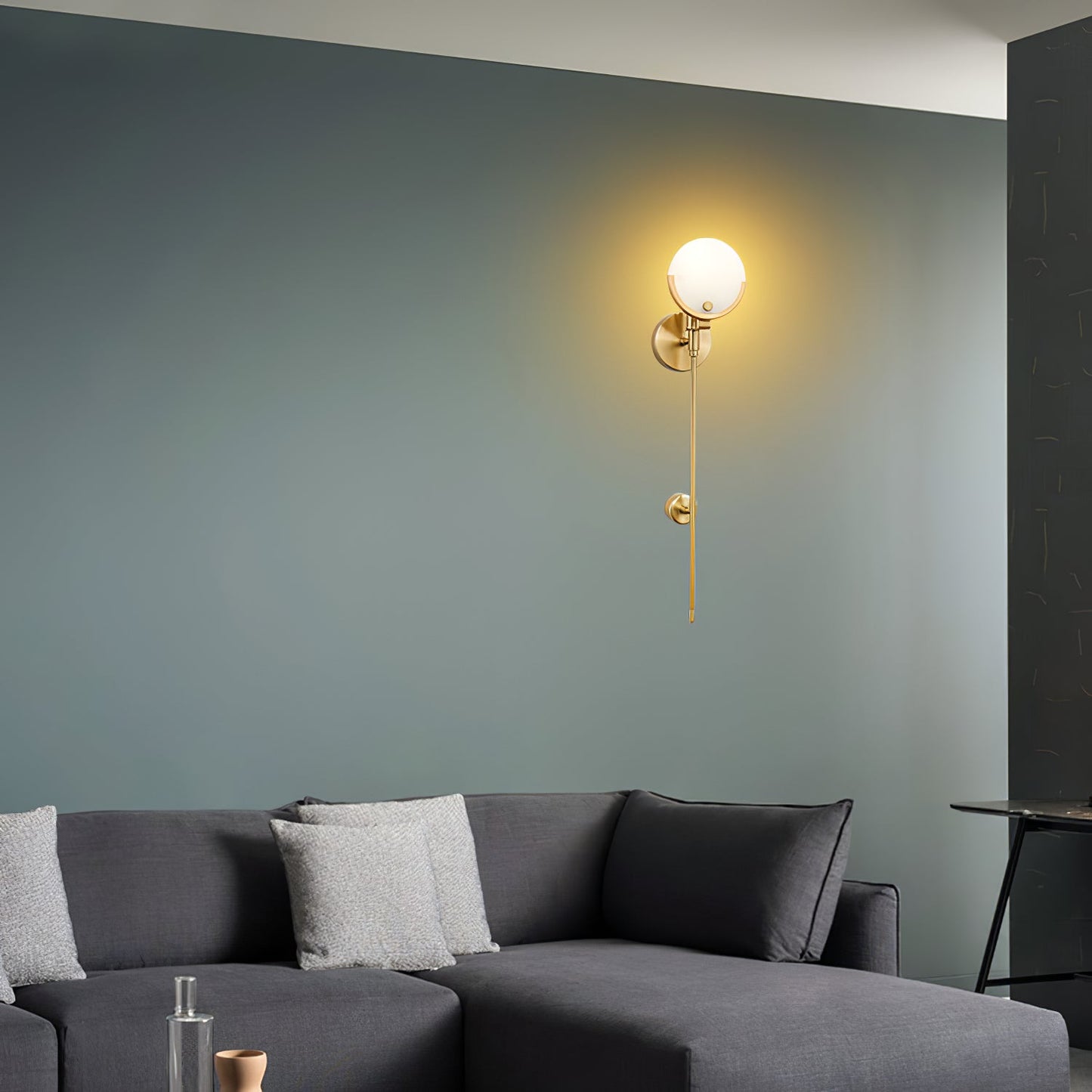 Ava Brass Alabaster Sconce | Modern Minimalist Natural Stone Wall Light
