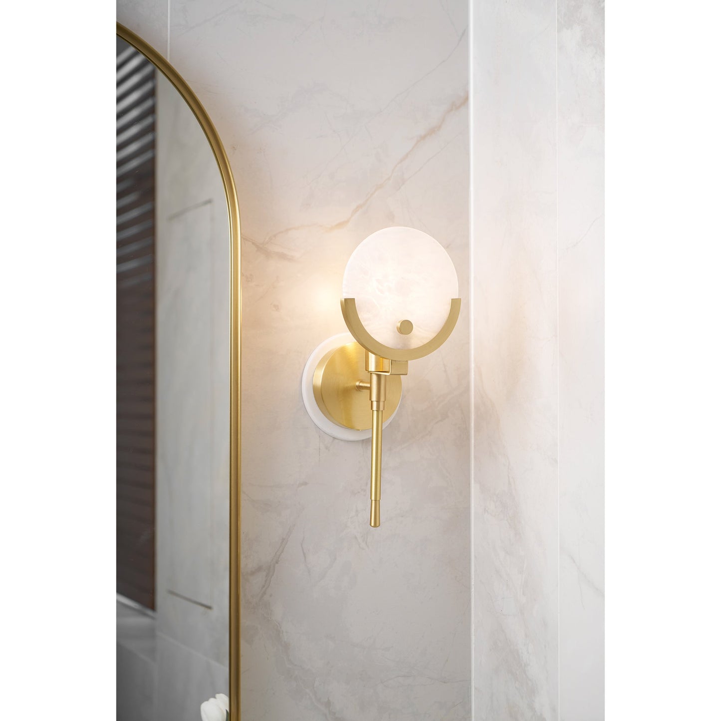 Ava Brass Alabaster Sconce | Modern Minimalist Natural Stone Wall Light