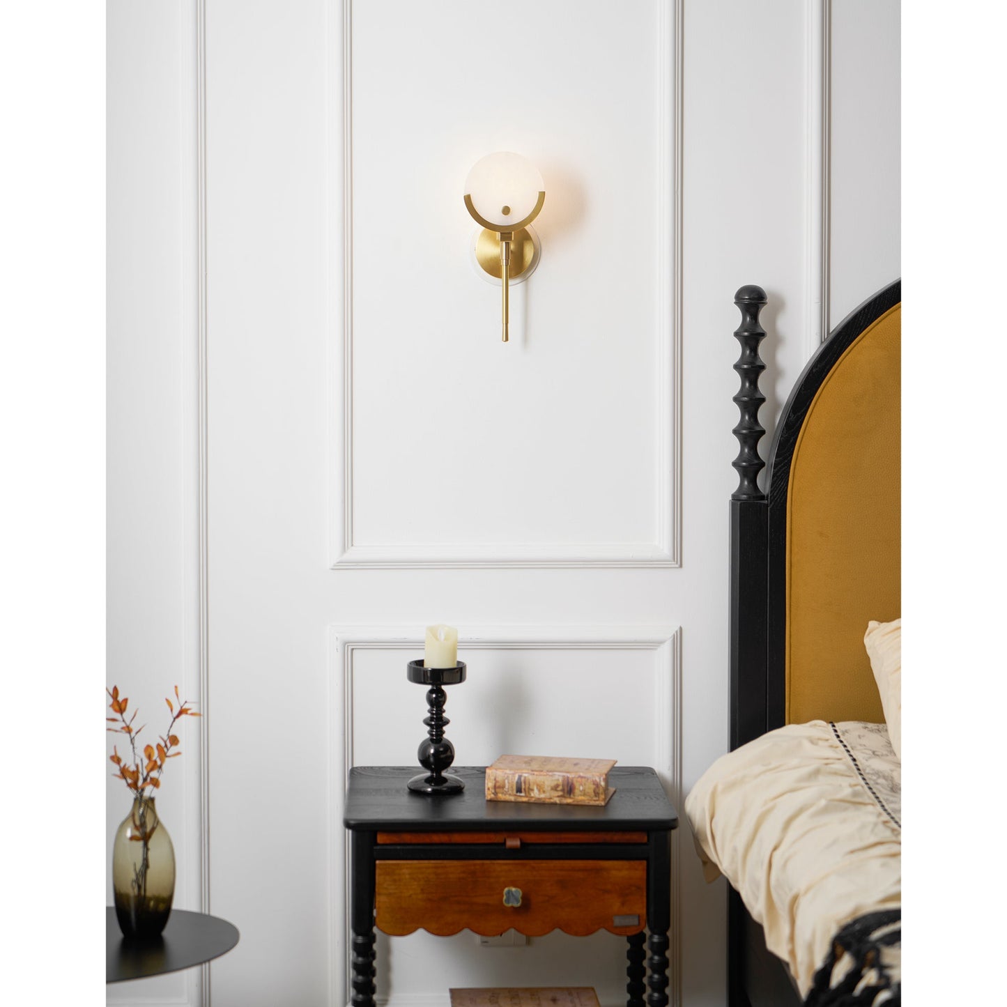 Ava Brass Alabaster Sconce | Modern Minimalist Natural Stone Wall Light