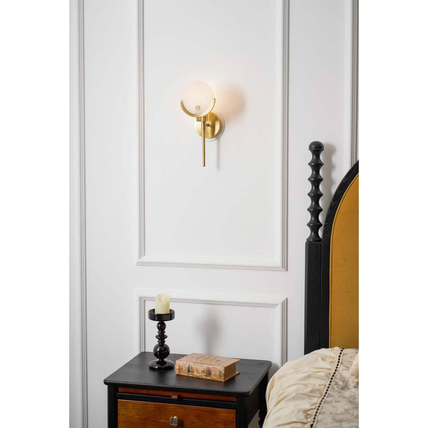 Ava Brass Alabaster Sconce | Modern Minimalist Natural Stone Wall Light