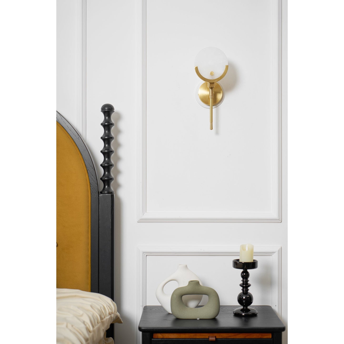 Ava Brass Alabaster Sconce | Modern Minimalist Natural Stone Wall Light