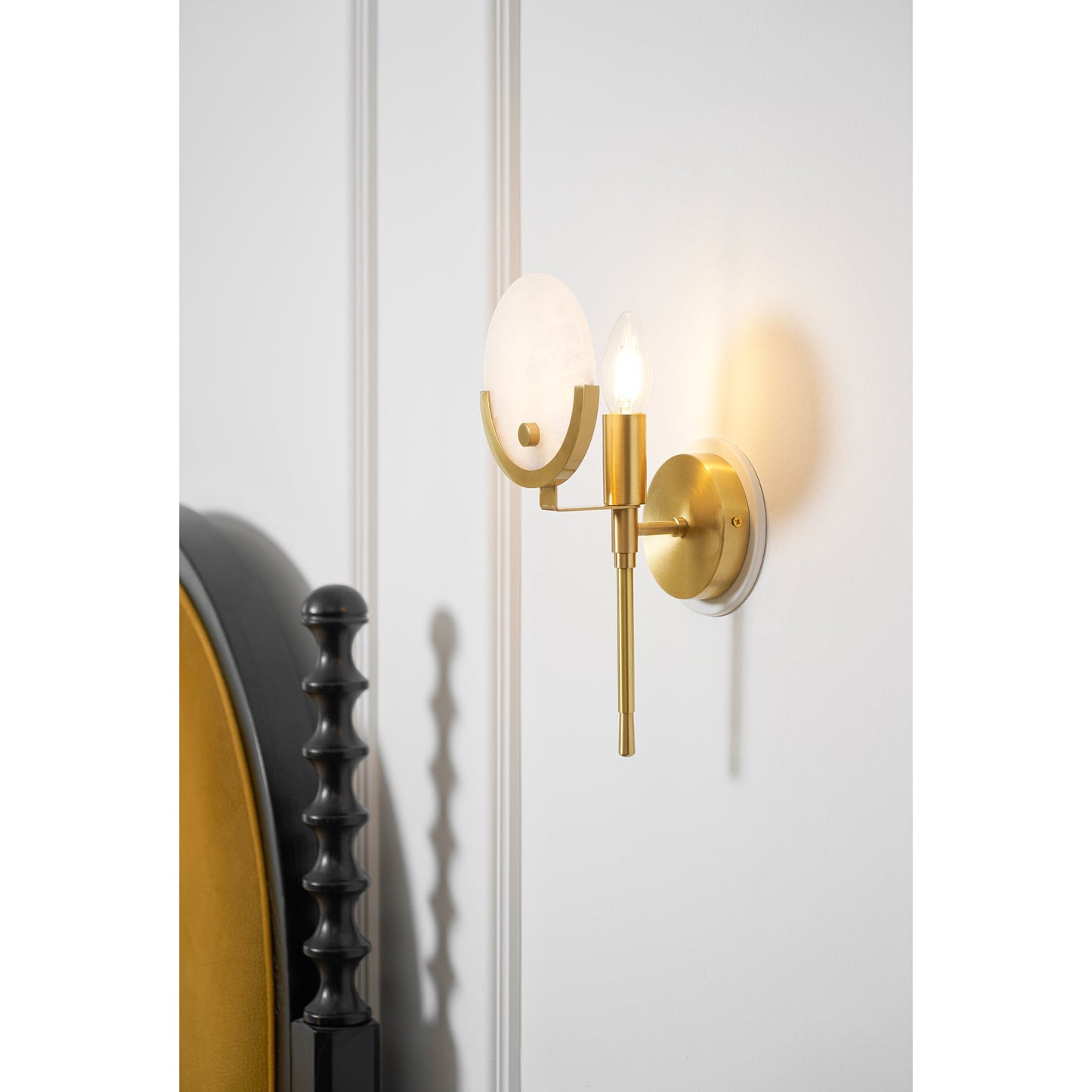 Ava Brass Alabaster Sconce | Modern Minimalist Natural Stone Wall Light
