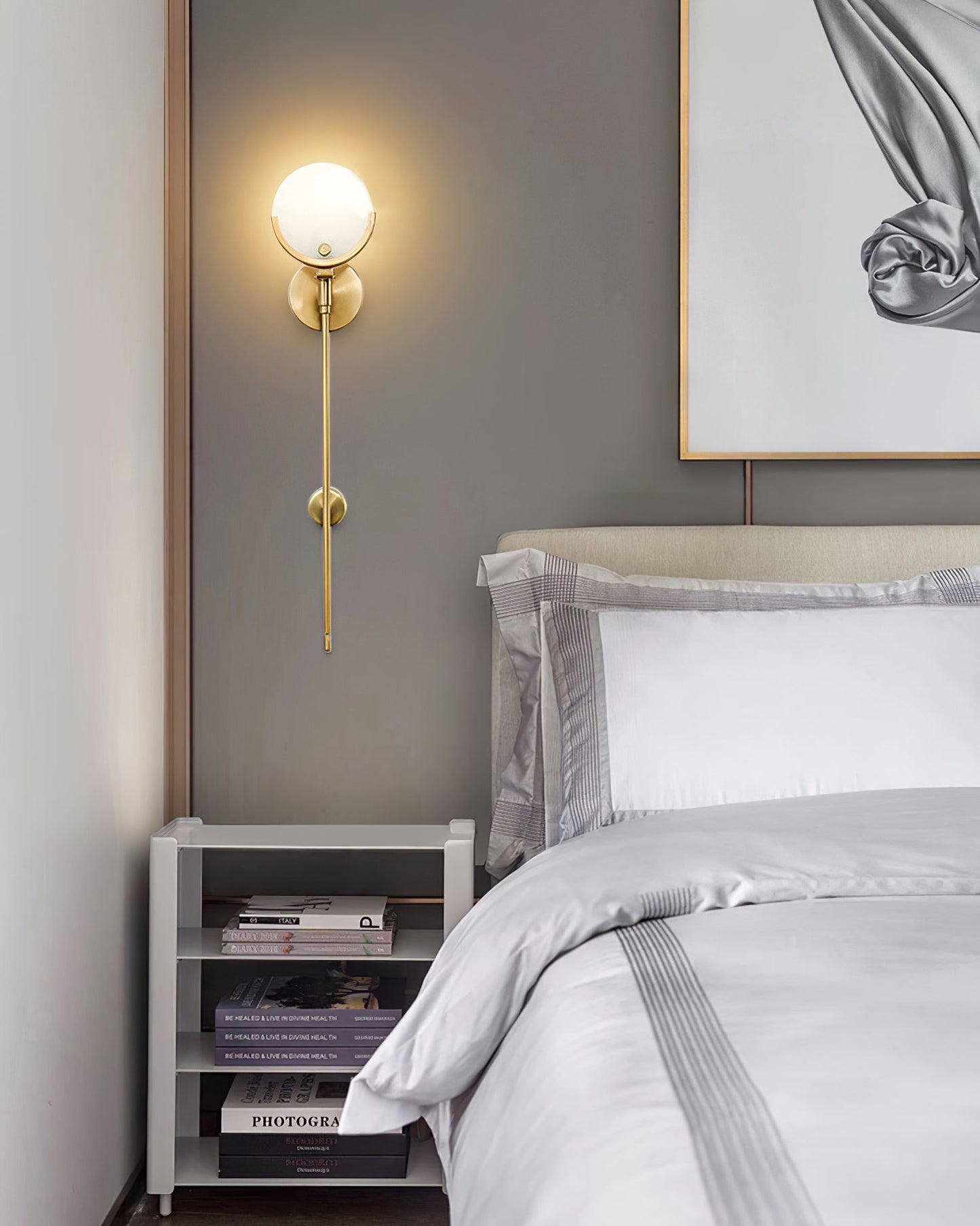 Ava Brass Alabaster Sconce | Modern Minimalist Natural Stone Wall Light