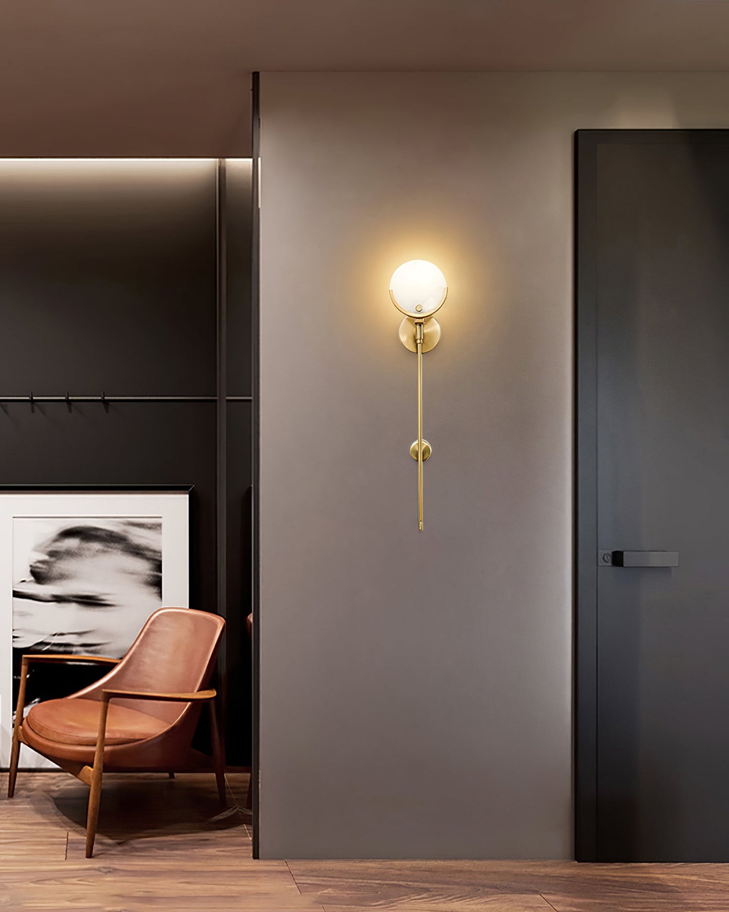 Ava Brass Alabaster Sconce | Modern Minimalist Natural Stone Wall Light
