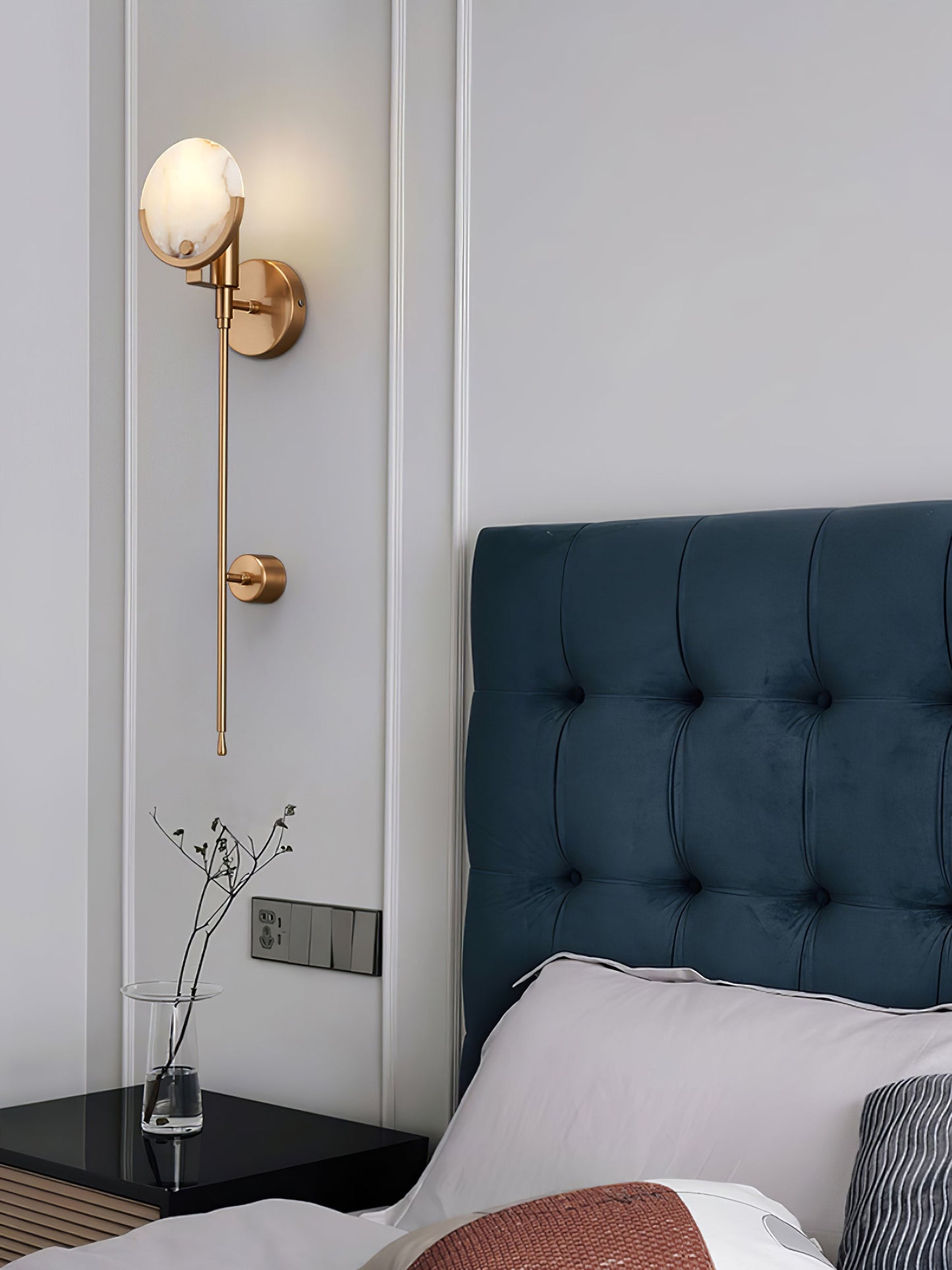 Ava Brass Alabaster Sconce | Modern Minimalist Natural Stone Wall Light