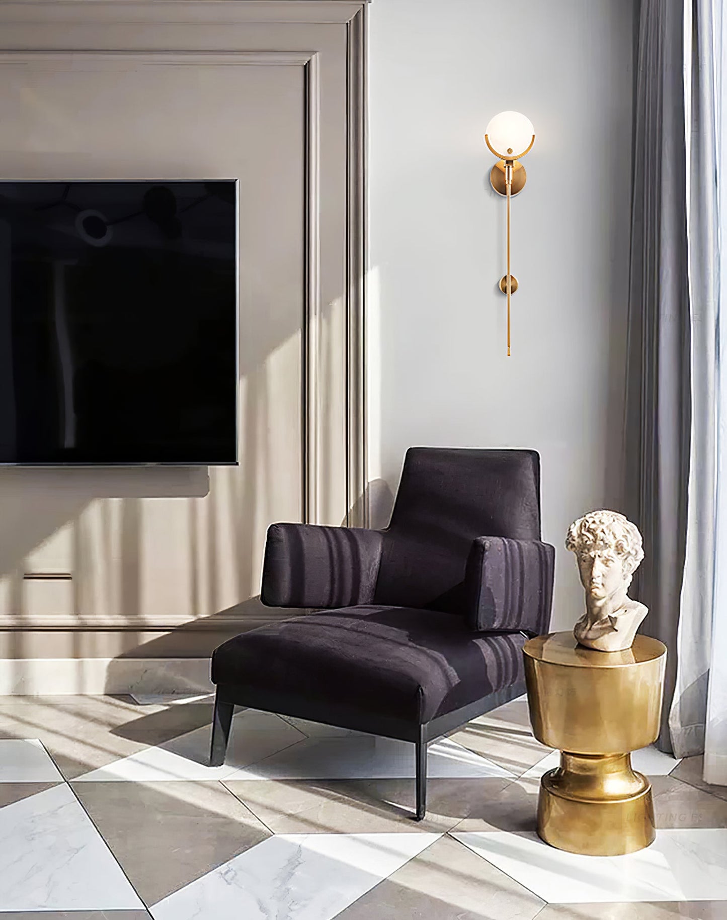 Ava Brass Alabaster Sconce | Modern Minimalist Natural Stone Wall Light