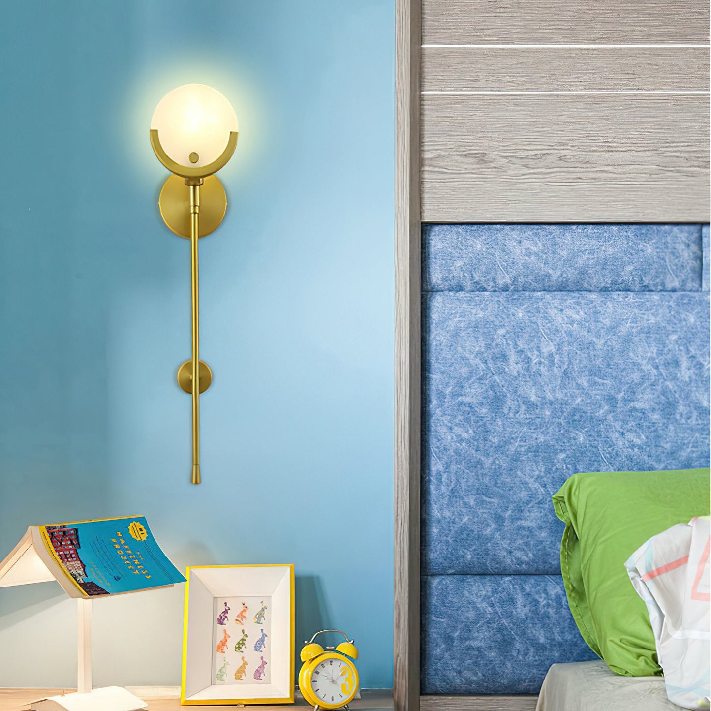 Ava Brass Alabaster Sconce | Modern Minimalist Natural Stone Wall Light