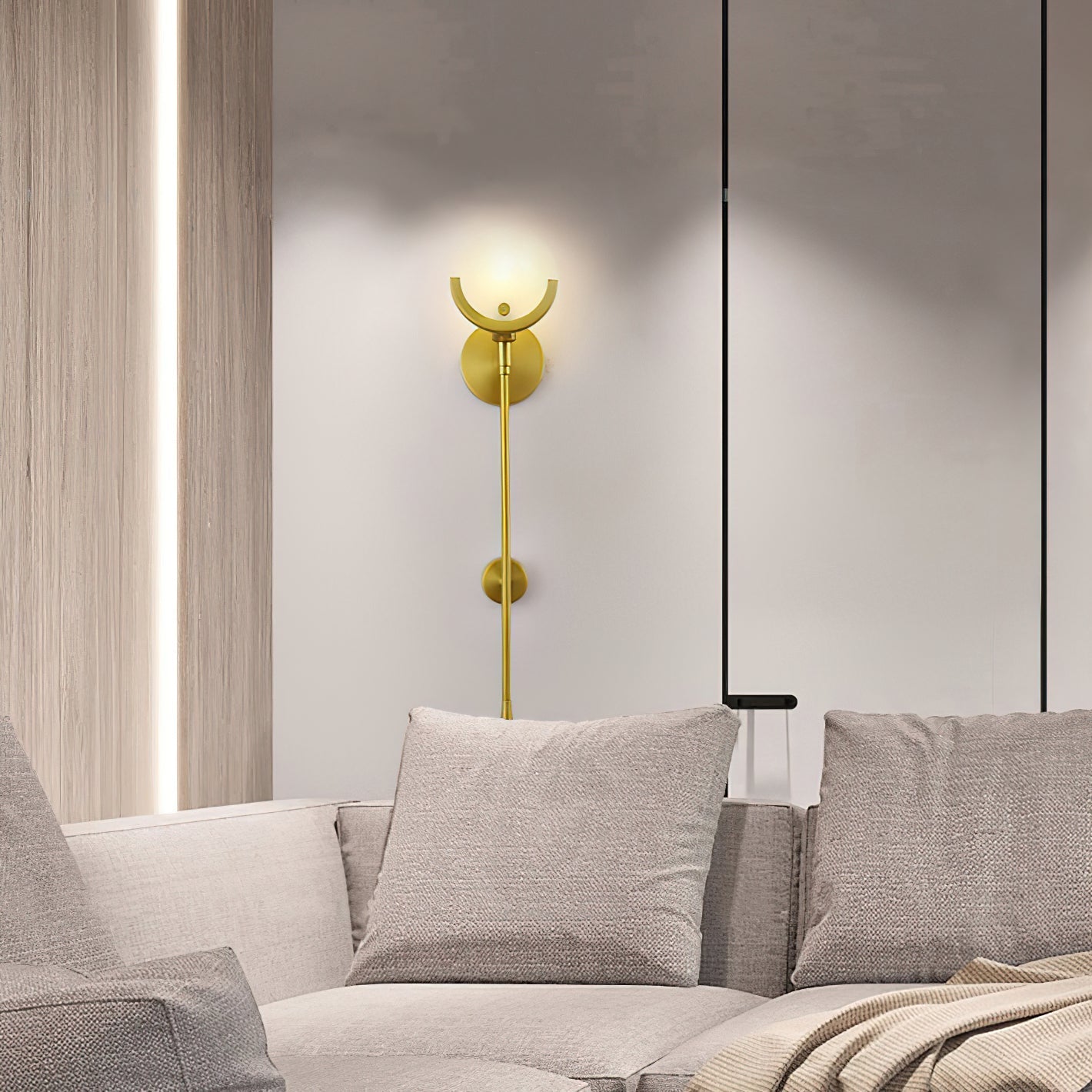 Ava Brass Alabaster Sconce | Modern Minimalist Natural Stone Wall Light