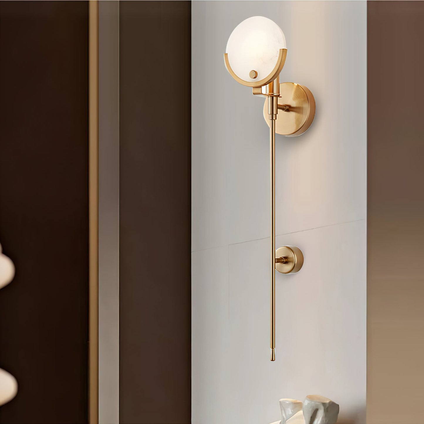 Ava Brass Alabaster Sconce | Modern Minimalist Natural Stone Wall Light