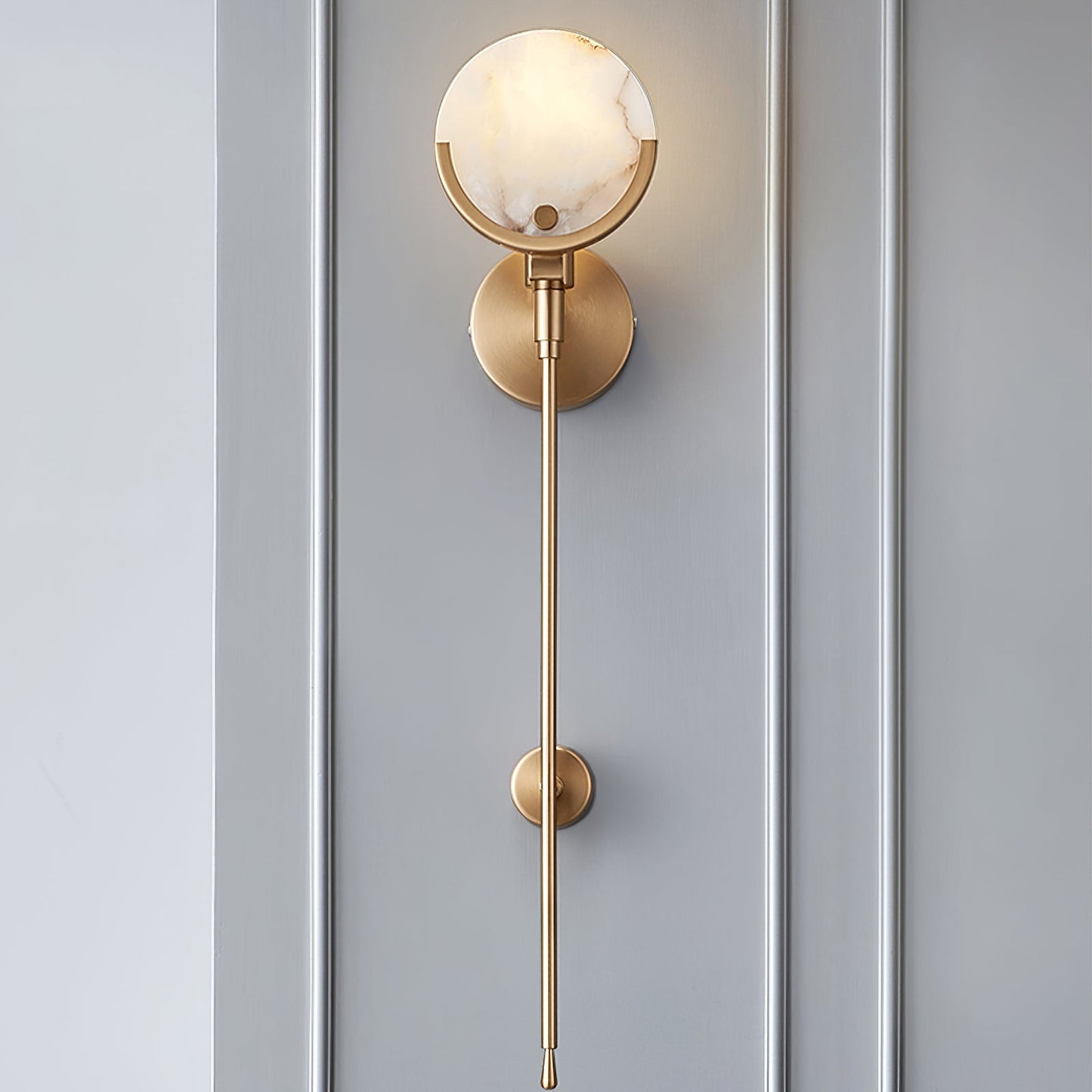 Ava Brass Alabaster Sconce | Modern Minimalist Natural Stone Wall Light
