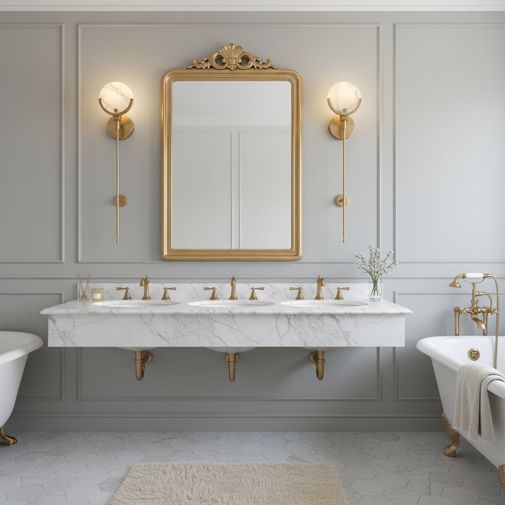 Ava Brass Alabaster Sconce | Modern Minimalist Natural Stone Wall Light