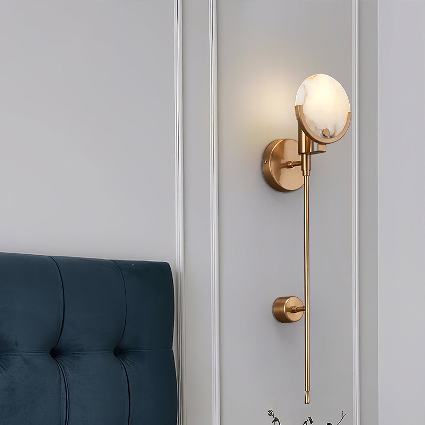 Ava Brass Alabaster Sconce | Modern Minimalist Natural Stone Wall Light