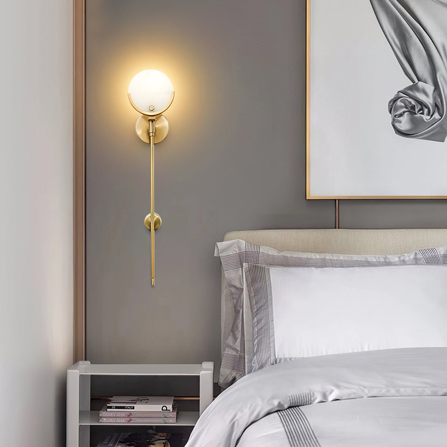 Ava Brass Alabaster Sconce | Modern Minimalist Natural Stone Wall Light