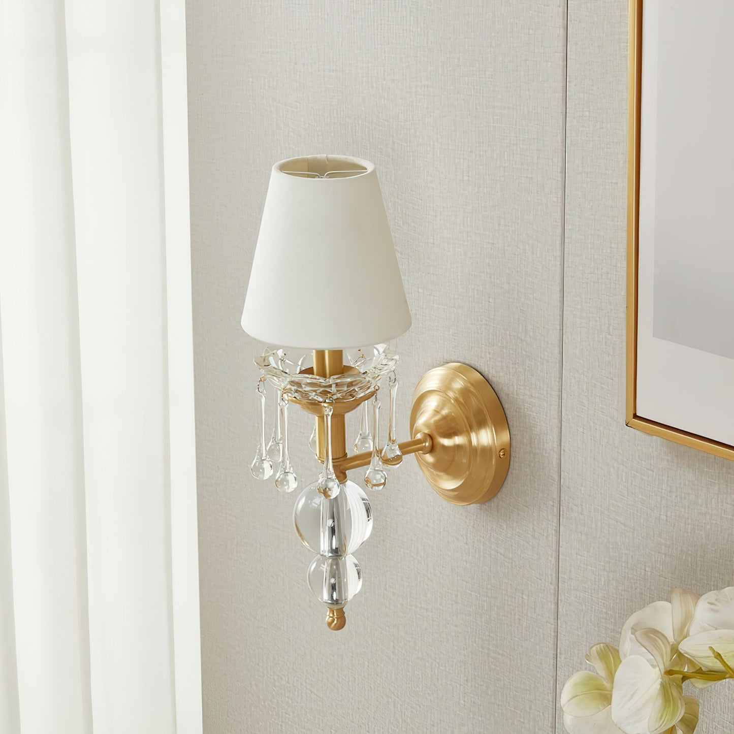 Avala Wall Lamp | Luxury Polished Brass & Crystal Sphere Sconce
