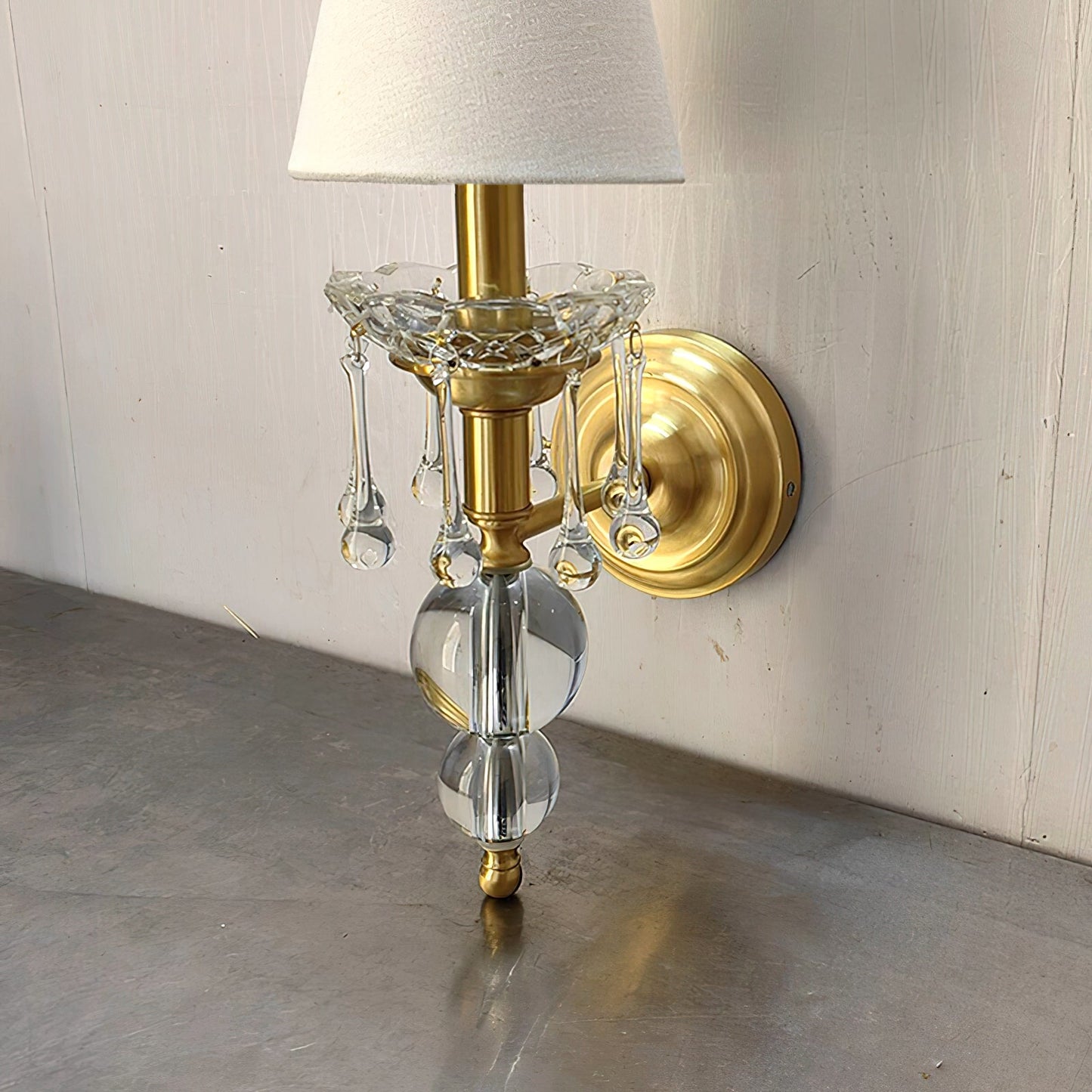 Avala Wall Lamp | Luxury Polished Brass & Crystal Sphere Sconce