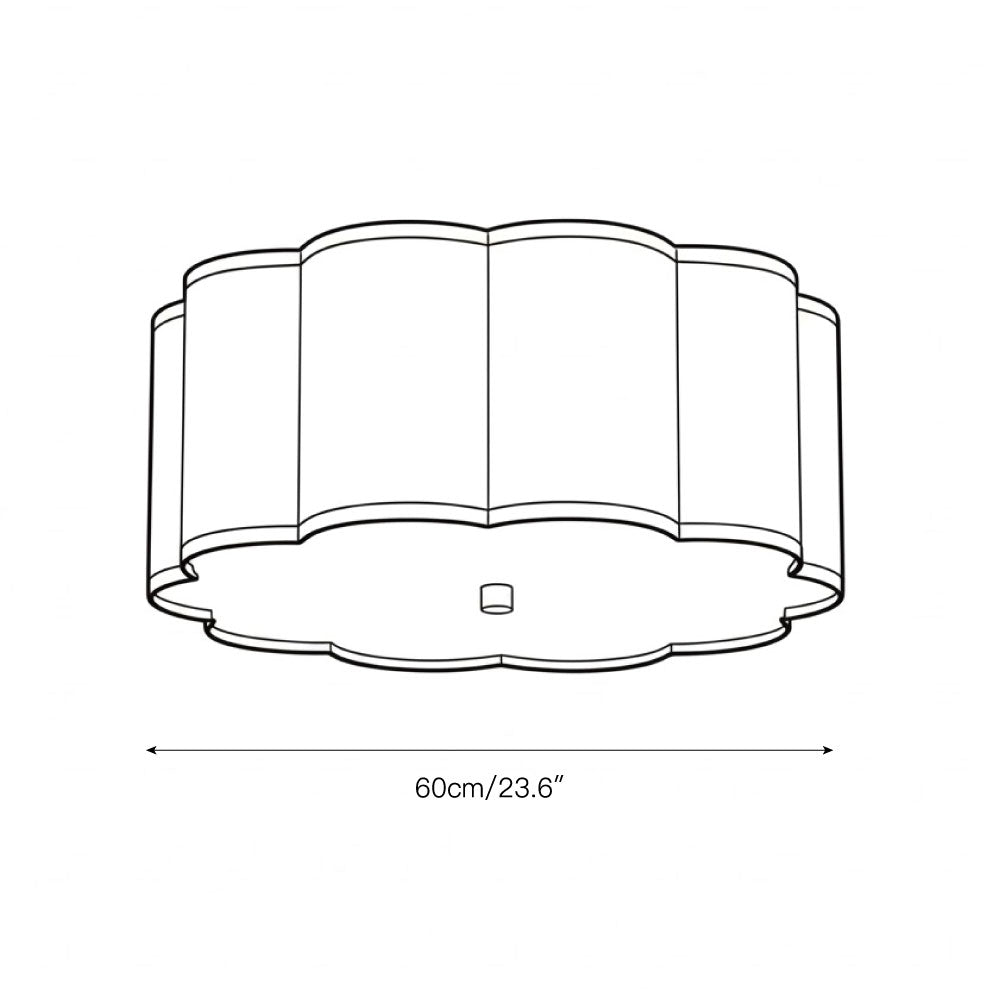 Axis Drum Ceiling Lamp | Modern Minimalist Scalloped Fabric Flush Mount