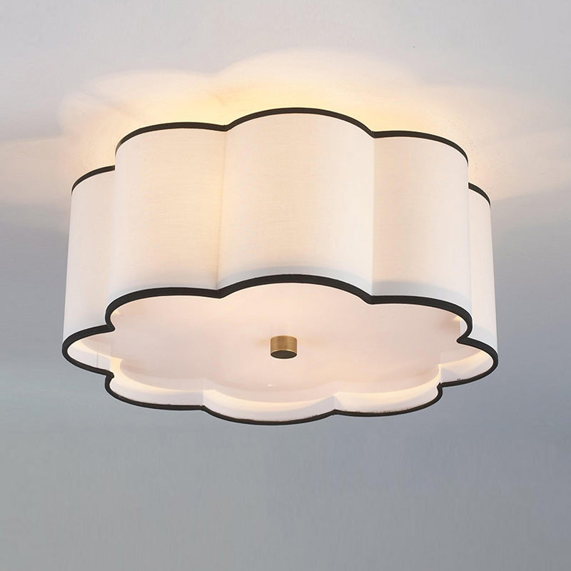 Axis Drum Ceiling Lamp | Modern Minimalist Scalloped Fabric Flush Mount